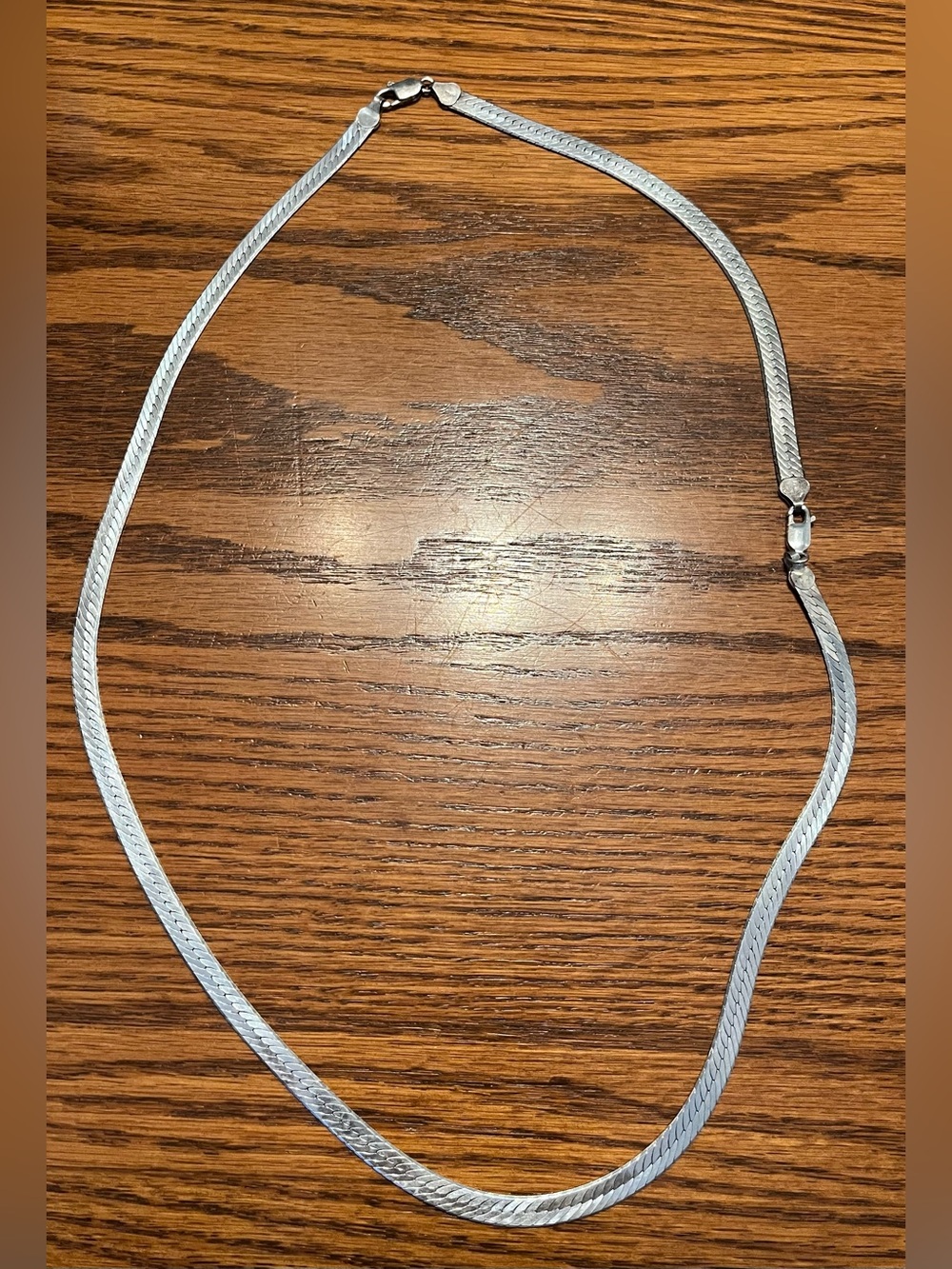 Flat Herringbone Sterling Silver Necklace